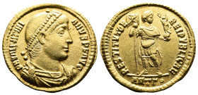 Valentinian I, 364-375 AD. Gold Solidus (21.6 mm, 4.48 g.). Antioch, 366 AD. D N VALENTINI-ANVS P F AVG Rosette-diademed, draped, and cuirassed bust o...