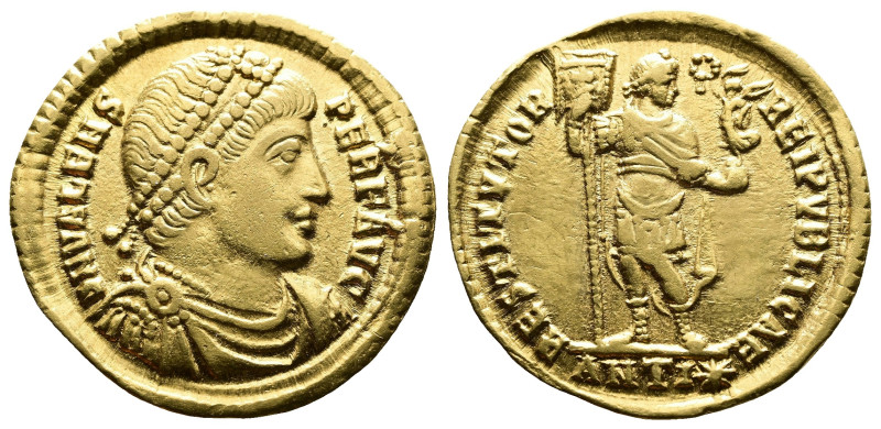 Valens, 364-378. Solidus (Gold, 21.6 mm, 4.39 g, 6 h), Antioch, 364 AD. D N VALE...