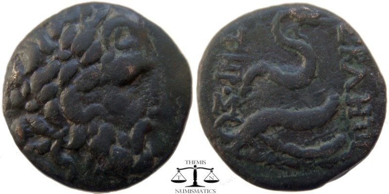 Mysia, AE22 Pergamon ca. 190-133 BC. Laureate, bearded head of Asklepios or Zeus...