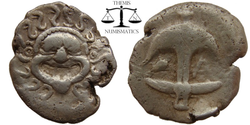 Thrace, AR Drachm Apollonia Pontika 450-400 BC. Upturned anchor; crayfish to lef...