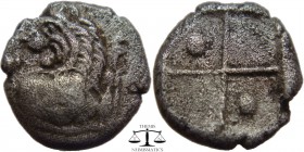 Thrace, AR Hemidrachm Cherronesos 400-350 BC. Forepart of lion right, looking back, paws raised / Quadripartite include square, the alternate depressi...