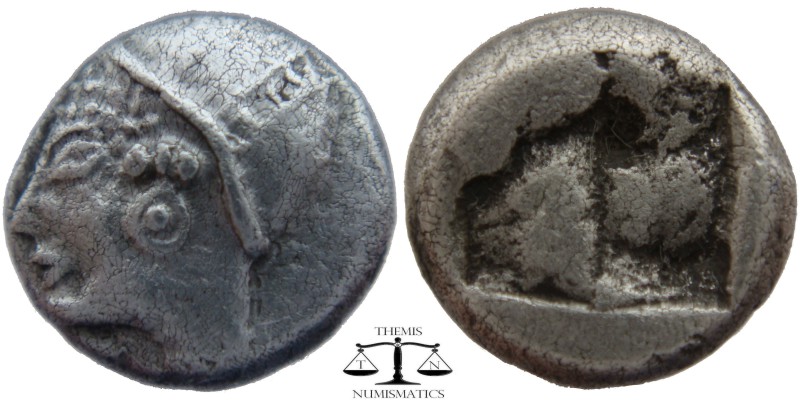 Ionia, AR Diobol Phokaia ca. 5 century BC. Head of Athena (?) left, wearing clos...