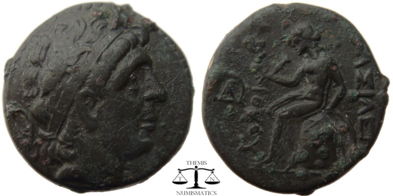 Antiochos I Seleucia, AE17 Antioch 281-261 BC. Diademed head right / Apollo seat...