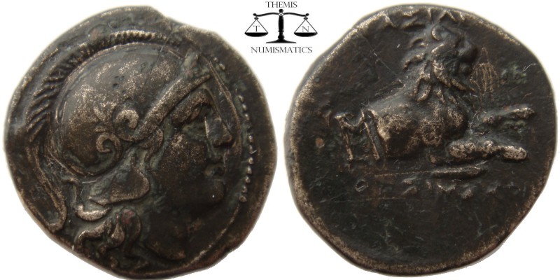 Lysimachos Thrace, AE15 Lysimachia 305-281 BC. Helmeted head of Athena right / B...