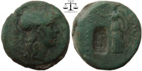 Antiochos I Seleucia, AE20 uncertain mint 281-261 BC. Head of Athena right wearing crested corinthian-style helmet / ΒΑΣΙΛΕΟΣ - ΑΝΤΙΟΧΟΥ, Nike advanci...
