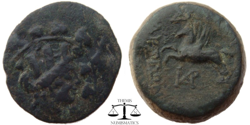 Cilicia, AE21, Tarsos 164-30 BC. Turreted head of Tyche right, within ivy wreath...