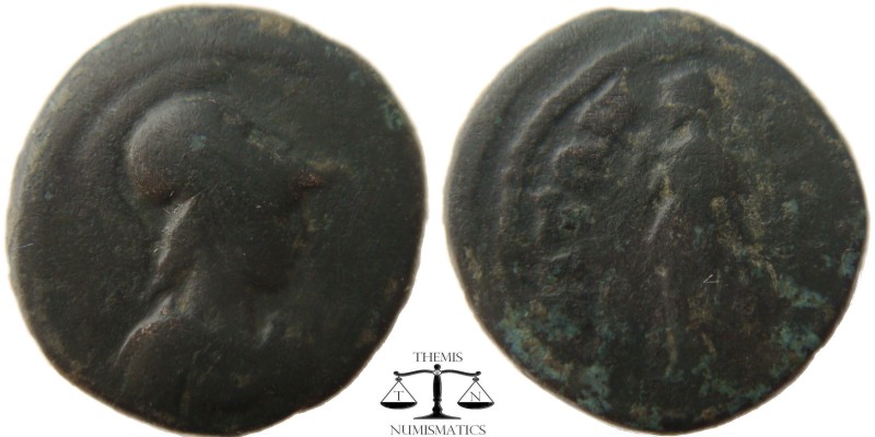 Phrygia, AE17 Hierapolis 98-217 AD. Helmeted bust of Athena right, aegis on ches...