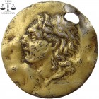 Alexander III Macedonia gilded AR30 medallion-juwellery piece. 30 mm., 2,7 g.