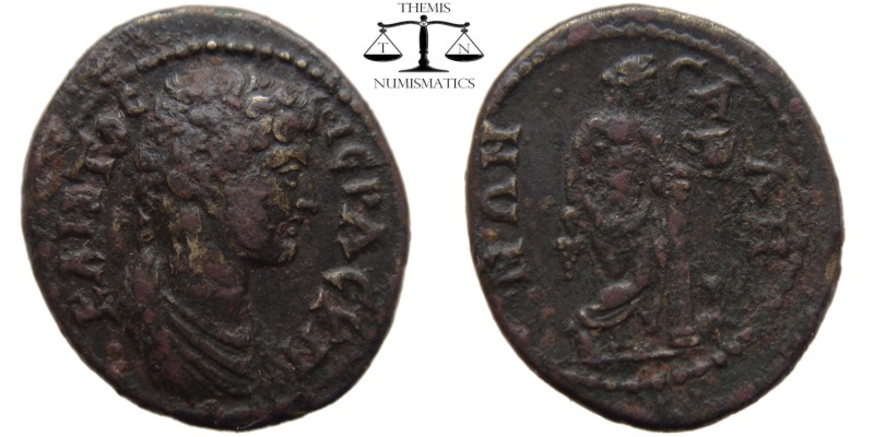 Lydia, AE25 Sala 98-117 BC. IEΡA CYN-KΛHTOC, bare-headed, draped bust of the Sen...