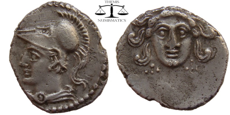 Cilicia, AR Obol Uncertain 4th century BC. Gorgoneion / Helmeted head of Athena ...