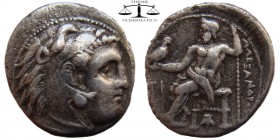 Alexander III Kings of Macedonia, AR Drachm Sardes 336-323 BC. Head of Herakles right, wearing lionskin headdress / AΛEΞANΔΡOY, Zeus seated left, righ...