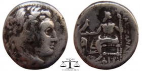 Alexander III Kings of Macedonia, AR Drachm under Menander Sardes 324/3 BC. Head of Herakles right, wearing lionskin headdress / AΛEΞANΔΡOY, Zeus seat...