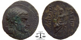 Tarkondimotos Kings of Cilicia, AE22 39-31 BC. Diademed head right / BASILEOS TARKONDIMOTOU FILANTWNIOU, Zeus seated left, holding Nike & sceptre. RPC...