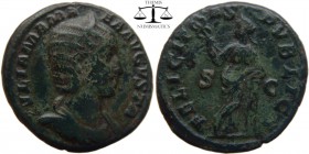 Julia Mamaea AE As Rome 228 AD. IVLIA MAMA-EA AVGVSTA, diademed and draped bust right / FELICIT-AS PVBLICA, Felicitas leaning on column, head left, ho...