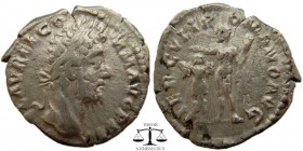 Commodus AR Denarius Rome 192 AD. L AEL AVREL COMM AVG P FEL, laureate head right / HERCVLI ROMANO AVG, Hercules standing front, head left, crowning t...