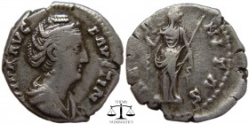Faustina I AR Denarius Rome after 140 AD. DIVA AVG FAVSTINA, draped bust right / AETERNITAS, Aeternitas or Ceres standing, holding torch and sceptre. ...