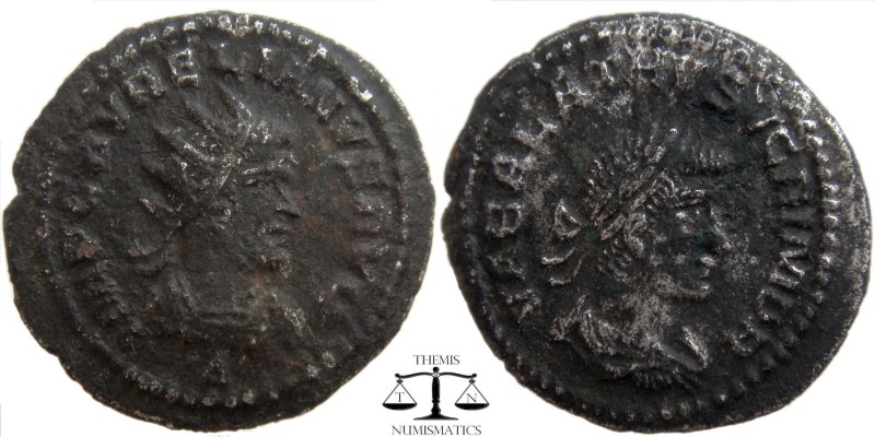 Aurelian & Vabalathus BI Antoninianus Antioch 270-275 AD. IMP C AVRELIANVS AVG, ...