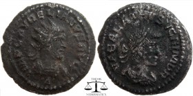 Aurelian & Vabalathus BI Antoninianus Antioch 270-275 AD. IMP C AVRELIANVS AVG, radiate, cuirassed bust of Aurelian; Δ officina letter below / VABALAT...