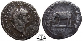 Titus AR denarius Rome 79-81 AD. IMP TITVS CAES VESPASIAN AVG P M, laureate head right / TRP IX IMP XV COS VIII PP, elephant walking left. RIC 115. 20...
