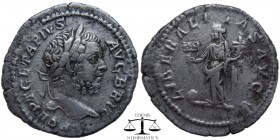 Geta AR Denarius Rome 210-212 AD. P SEPT GETA PIVS AVG BRIT, laureate head right / LIBERALITAS AVG V, Liberalitas standing left, holding coin counter ...