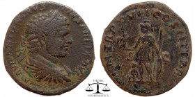 Caracalla AE Sestertius Rome 214 AD. M AVR ANTONINVS PIVS FELIX AVG, laureate, draped & cuirassed bust right seen from behind / P M TR P XVII COS III ...