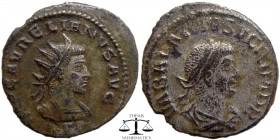 Aurelian & Vabalathus BI Antoninianus Antioch 270-275 AD. IMP C AVRELIANVS AVG, radiate, cuirassed bust of Aurelian; Γ officina letter below / VABALAT...