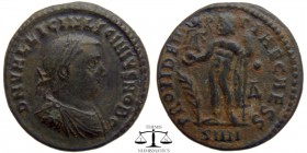 Licinius II AE Folis Nicomedia 318-320 AD. D N VAL LICIN LICINIVS NOB C, laureate, draped and cuirassed bust right / PROVIDENTIAE CAESS, Jupiter stand...