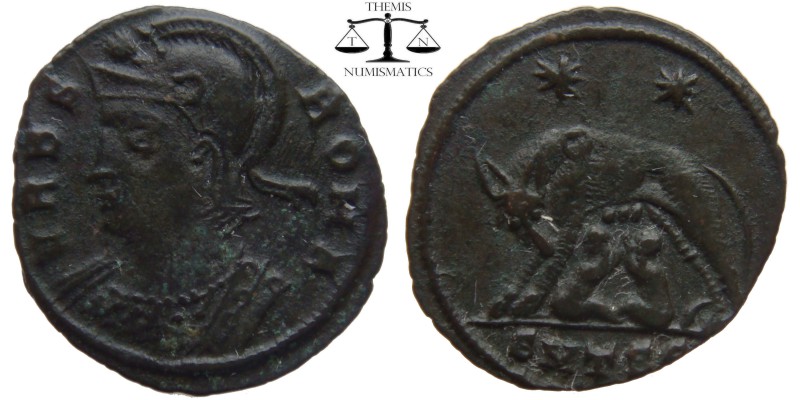 Constantine I AE3 Centenionalis Thessalonica 330-333 AD. VRBS ROMA, mantled D4 b...