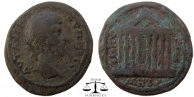 Lucius Verus Galatia, AE28 Ancyra 161-169 AD. AVT AVΡ OVHΡOC CE, laureate head right / ANKY-ΡAC MHTΡO, octastyle temple; shield in pediment. SNG Fr. 2...