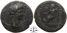 Nero Phrygia, AE17 Akmoneia 54-68 BC. NEPΩN KAICAP CEBACTOC. Laureate head right; caduceus to left, crescent to right / CEPOYHNIOY KAΠITΩNOC KAI IOYΛI...