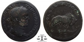 Caracalla Pisidia, AE34 Antioch 212-217 AD. IMP CAE M AVR AN-TONINVS PIVS AVG, laureate head right / COL CAES ANTIOCH, SR in ex, she-wolf suckling the...