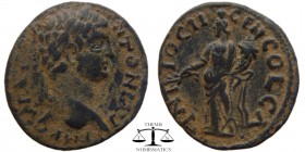 Caracalla Pisidia, AE24 Antioch 203 AD. IMP C M AVR ANTONI AV, laureate head right / ANTIOCH GENI COL CA, Tyche or female genius of the city standing ...