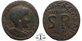 Gordian Pisidia, AE34 Antioch 238-244 AD. Laureate, draped, and cuirassed bust right seen from behind / Large S R; ANTIOCH above, COLONI below within ...