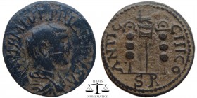 Philip I 'the Arab' Pisidia, AE26 Antioch 244-249 AD. IMP M IVL PHILIPPVS A, radiate, draped, cuirassed bust right, seen from the back / ANTIO-CHI CO ...