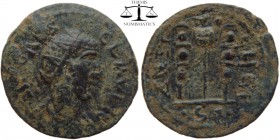 Claudius II Pisidia, AE27 Antioch 268-270 AD. IMP CAES-CLAVDIV, radiate, draped bust right / ANTI-OCH CL, Vexillum between two standards, the vexillum...