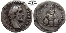 Antoninus Pius Cappadocia, Caesarea AR Drachm 139 AD. AYTOKP ANTWNEINOC CEBACTOC, laureate head right, slight drapery on far shoulder / YΠATOC B, Agal...