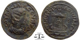 Otacilia Severa Phrygia, AE31 Philomelium 244-249 AD. Mnestos, magistrate. ωTAKЄIΛIA CЄVHPA, draped bust right, wearing stephane and set upon crescent...