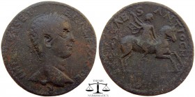 Severus Alexander Pisidia, AE33 Antioch 222-235 AD. IMP CAES SEV-ER ALEXANDE-R, laureate head right / COL CAE-S ANTIOCH, Alexander on horseback right,...