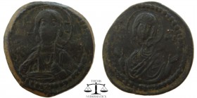 Romanus IV Diogenes AE Follis Constantinople 1068-1071 AD. IC-XC to left and right of bust of Christ, nimbate, facing, right hand raised, scroll in le...