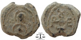 Seal in the name of Stephan, PB Iconographic 550-650 AD. Bust of the Virgin facing, holding infant Christ, in fields left and right, cross potent / Cr...