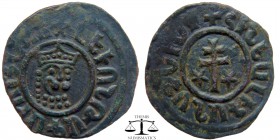 Levon I AE Tank Cilician Armenia 1301-1307 AD. Bearded leonine head of Levon I facing, weariung crown with dots; clockwise legend / Patriarchal cross ...