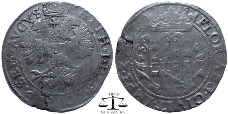 Mattias I Netherlands, AR 28 Stuivers-Florijn Zwolle 1619 AD. FLOR ARG CIVIT IMP...