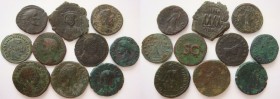 Lot of 10 AE ancient coins, early and late roman, provincial, byzantine / SOLD AS SEEN.