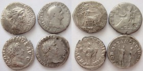 Lot of 4 AR Denarii early coins, including republican Cato, Vespasian, Marcus A., Trajan / SOLD AS SEEN.