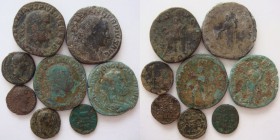 Lot of 8 AE early roman coins, including Maximinus I, Severus A., Valusian, Hadrian, Augustus / SOLD AS SEEN.