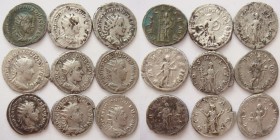 Lot of 9 AR Antoninianii coins, including Gallus, Philip I, Gordian III / SOLD AS SEEN.