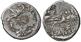 ROMANE REPUBBLICANE - APPULEIA - L. Appuleius Saturninus (104 a.C.) - Denario B. 1; Cr. 317/3b (AG g. 2,62) Suberato

 Suberato

B/qBB