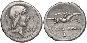 ROMANE REPUBBLICANE - CALPURNIA - L. Calpurnius Piso Frugi (90 a.C.) - Denario Cr. 340/1 (AG g. 3,7)

 

qBB/BB