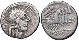 ROMANE REPUBBLICANE - FANNIA - M. Fannius C. f. (123 a.C.) - Denario B. 1; Cr. 275/1 (AG g. 3,81)

 

qBB