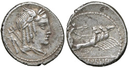 ROMANE REPUBBLICANE - JULIA - L. Julius Bursio (85 a.C.) - Denario Cr. 352/1 (AG g. 3,74)

 

BB